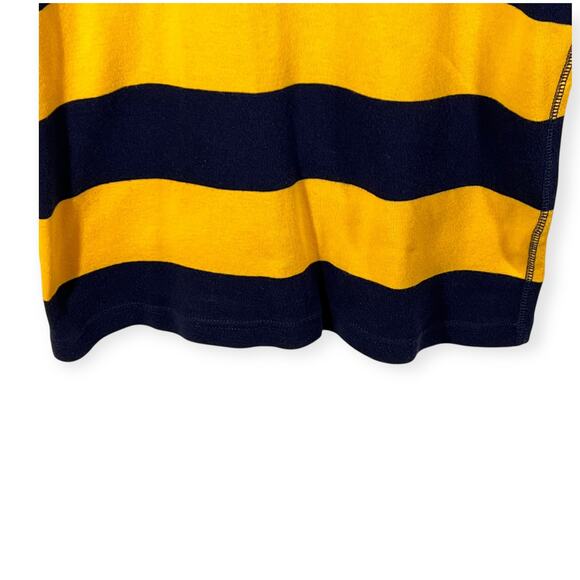 Ralph Lauren Sport Rugby Stripe Cotton Long Sleeve Shirt Blue Yellow Logo XL - Picture 7 of 10